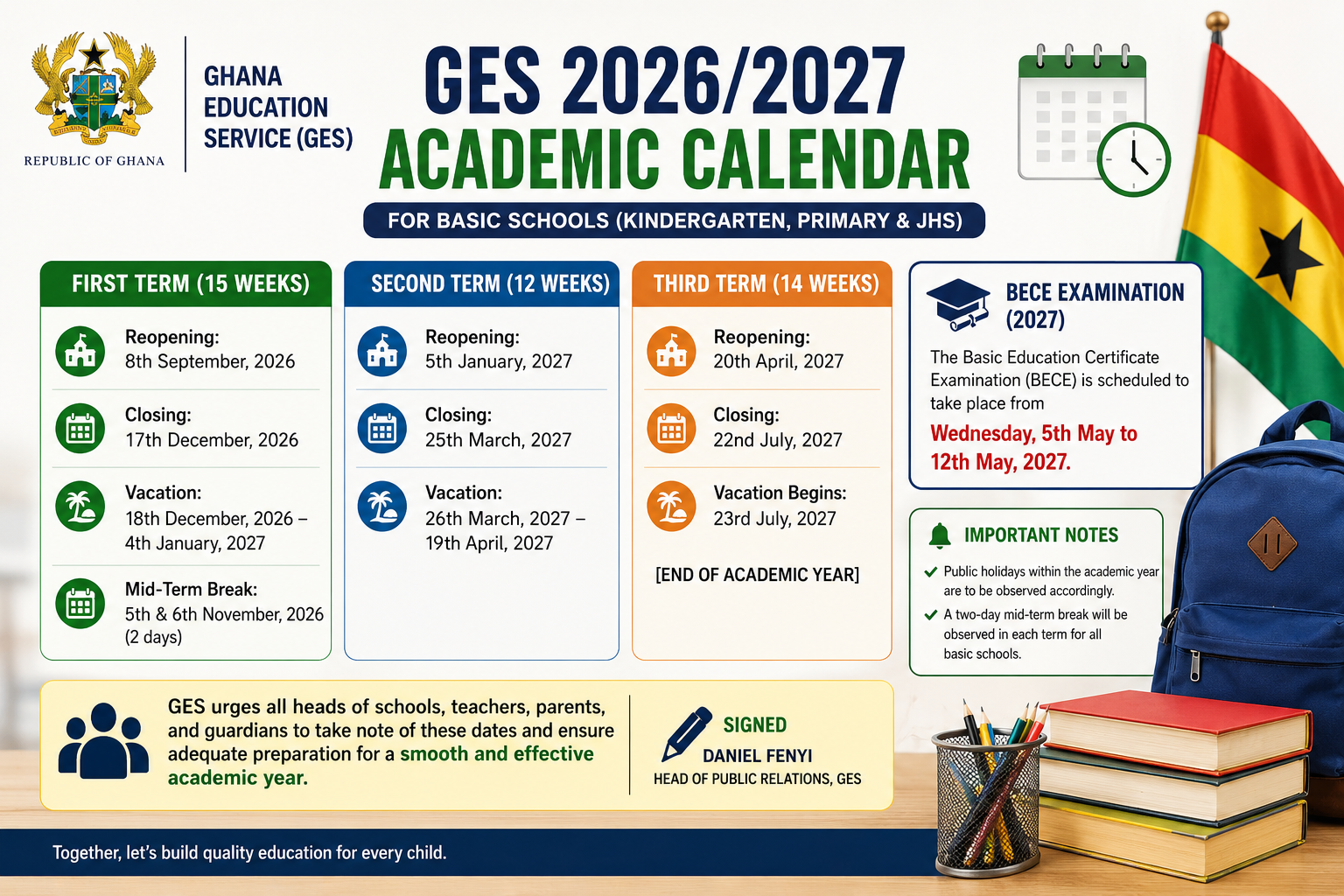 GES 2026/2027 academic calendar