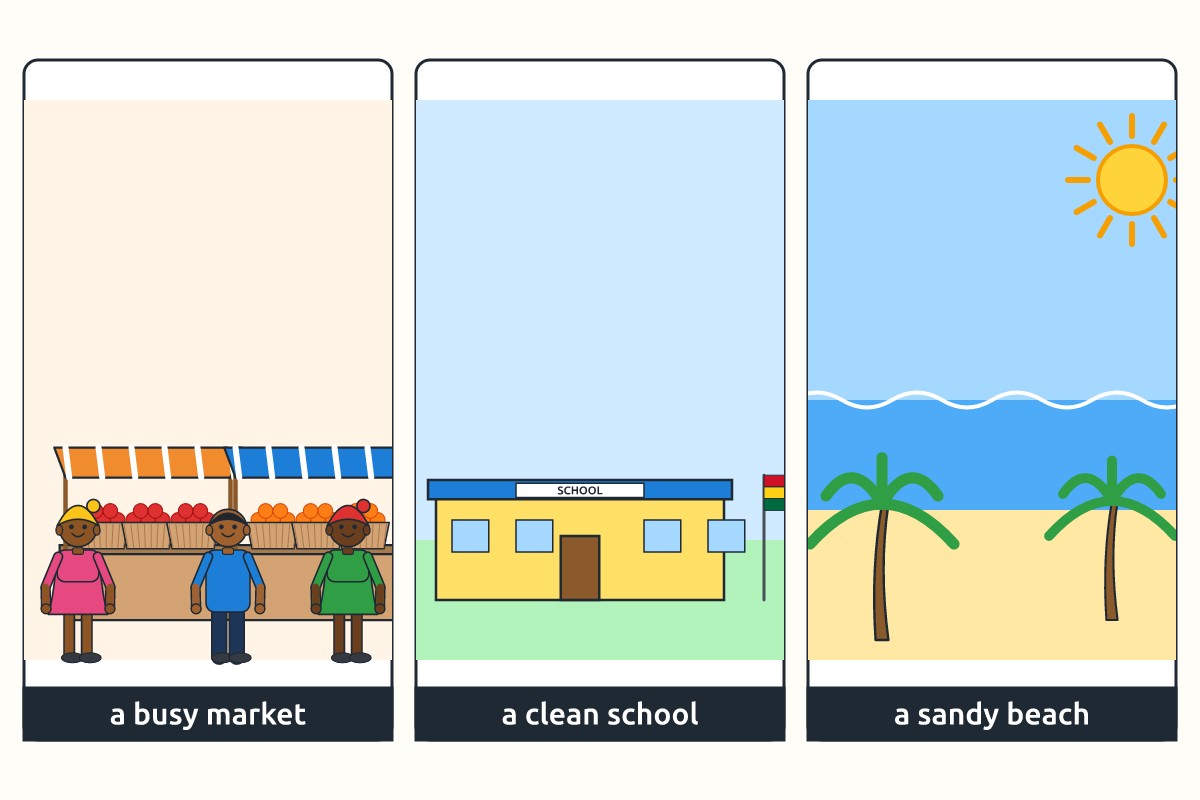 A busy market, a clean school and a sandy beach