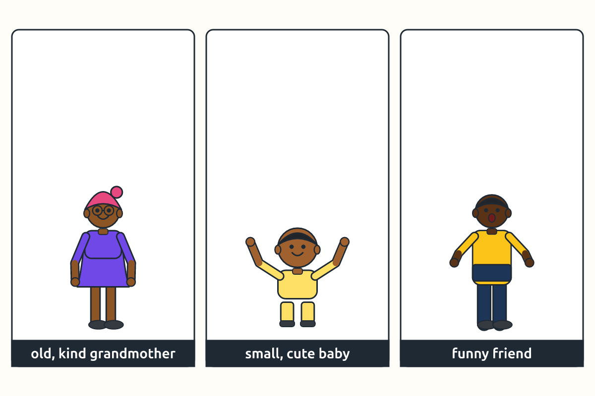 A kind grandmother, a small baby and a funny friend