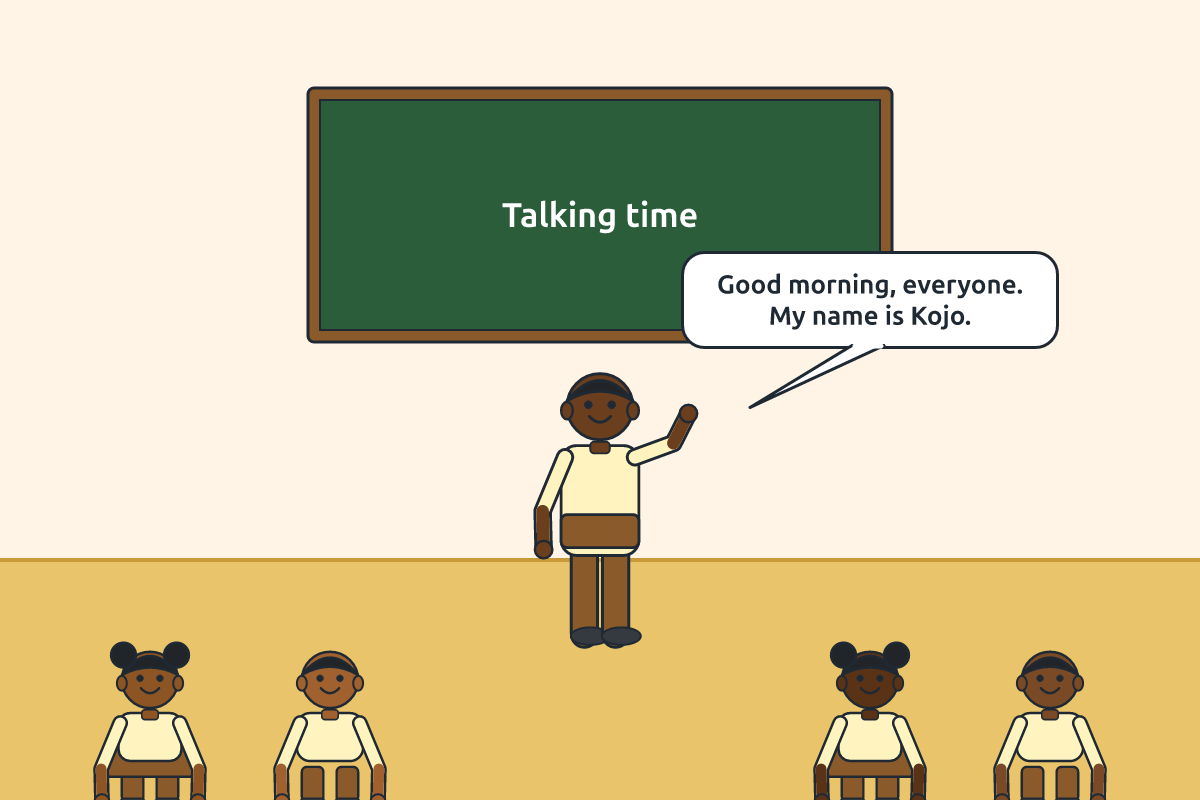 A child confidently speaking to the class