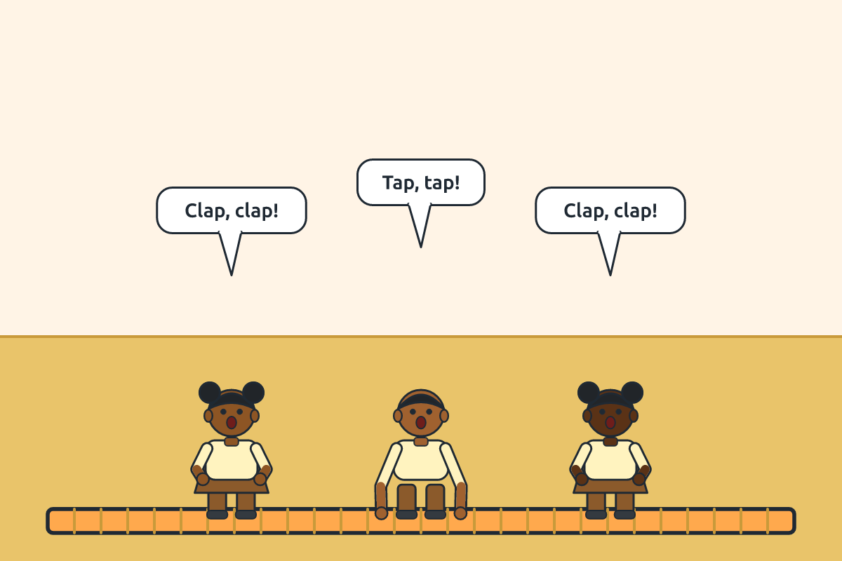 Children clapping and tapping their knees while saying a rhyme