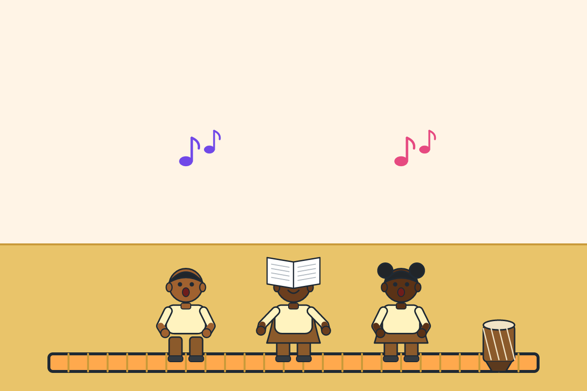 Children reading a Bible together and singing