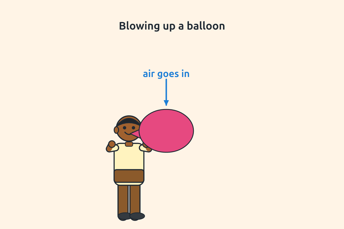 A child blowing up a balloon