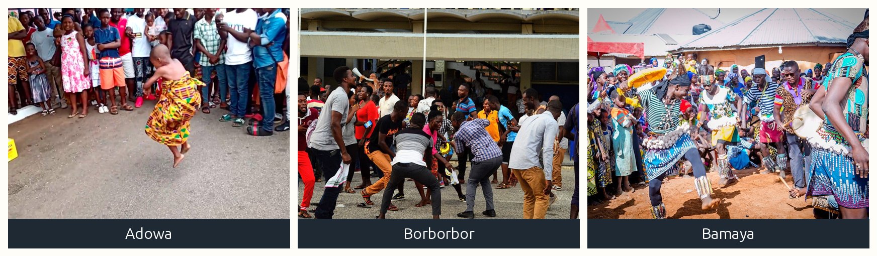 Dancers performing Adowa, Borborbor and Bamaya