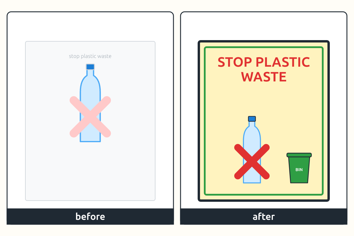 A poster before and after improvement