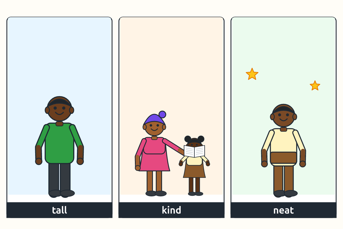 A tall father, a kind teacher and a neat boy