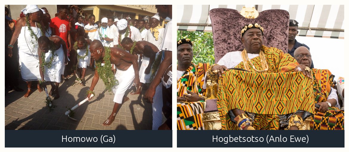 Homowo celebration with kpokpoi and Anlo chiefs at Hogbetsotso