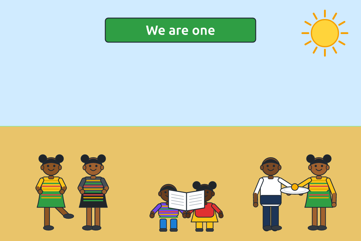 Children of different ethnic groups playing and studying together