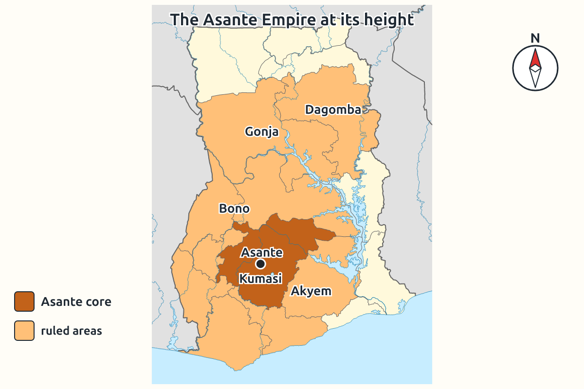 Map showing the Asante Empire at its height