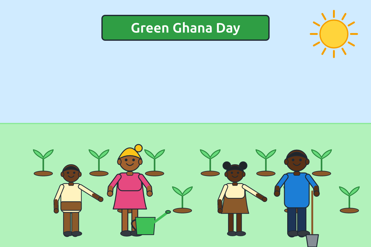 Community members and pupils planting trees during a tree-planting day