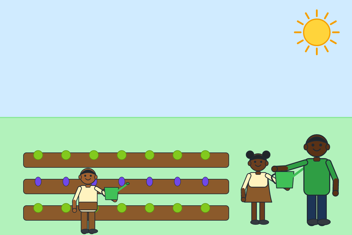 Pupils working in a school vegetable garden