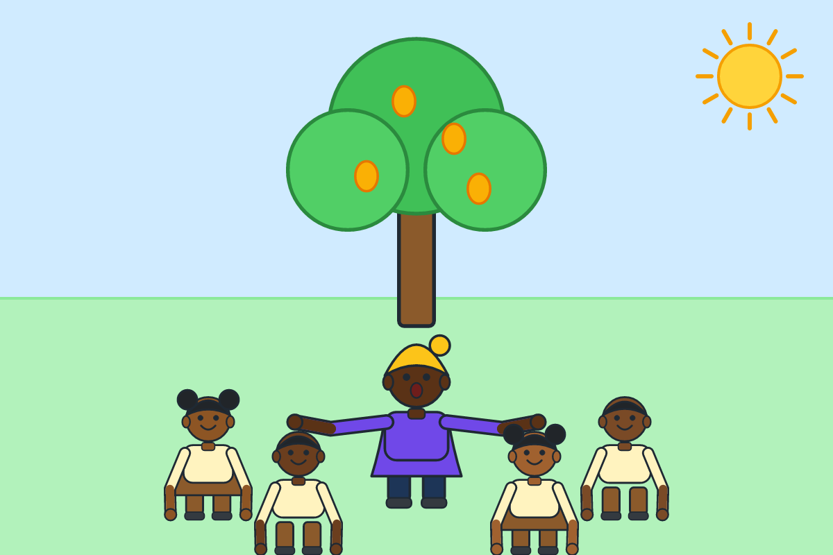 A group of adolescents talking with a trusted teacher