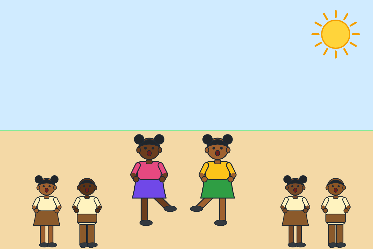Girls playing ampe in a compound