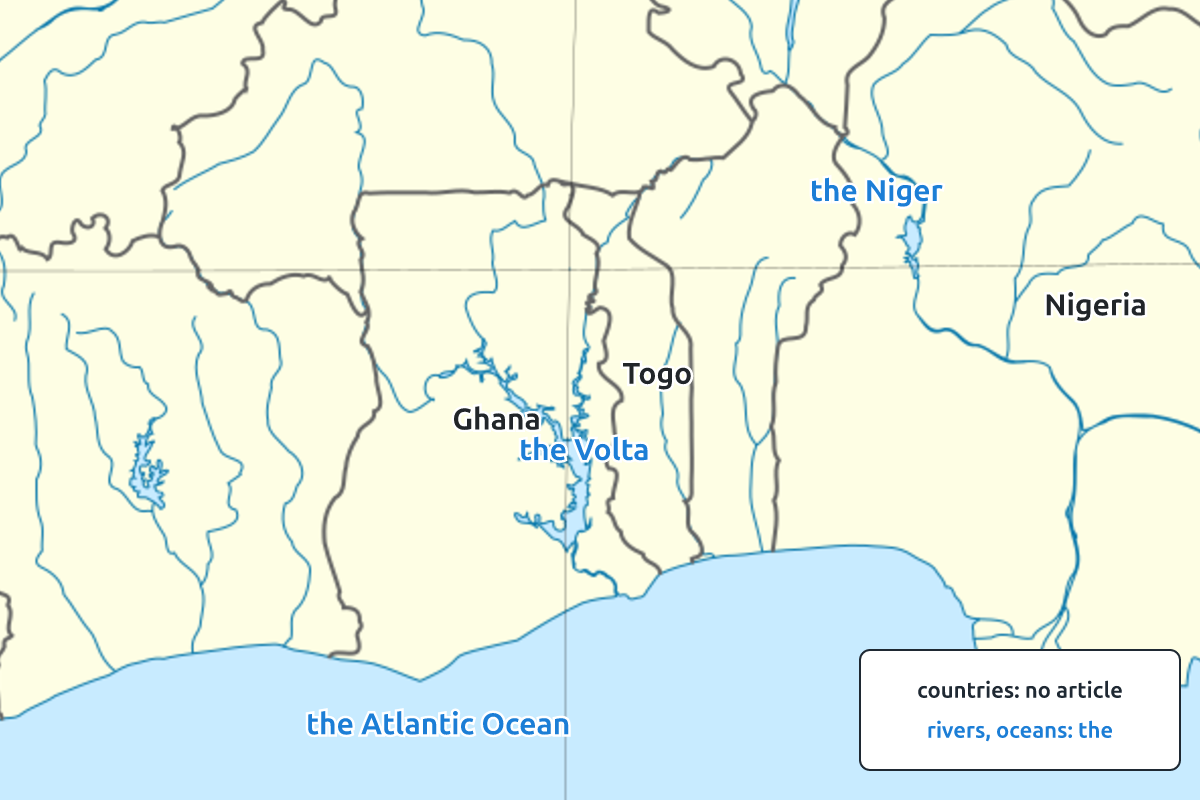 A map of West Africa with countries and rivers labelled