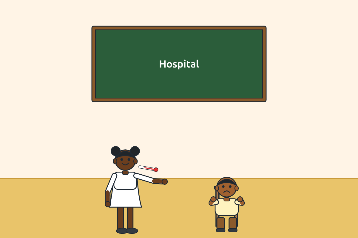 Pupils role-playing a nurse and patient