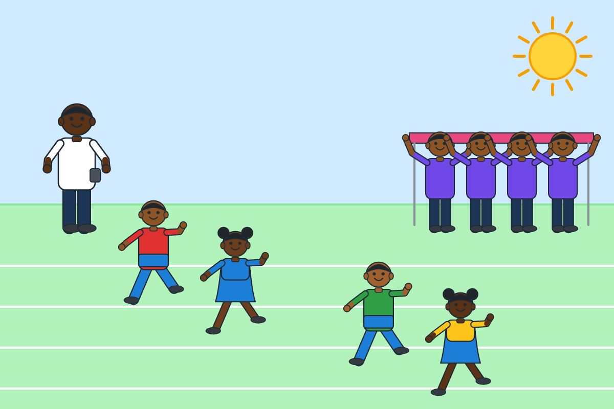 Pupils running a relay race during inter-house sports